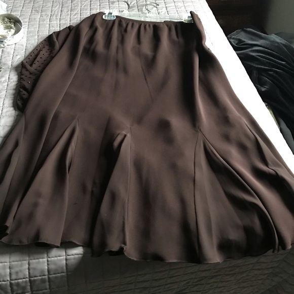 2 pc. chocolate brown dress with beaded sleeves - Picture 2 of 3